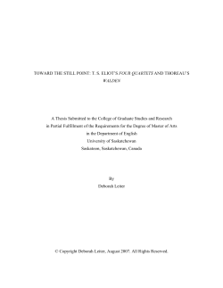 TOWARD THE STILL POINT: T. S. ELIOT`S FOUR QUARTETS AND