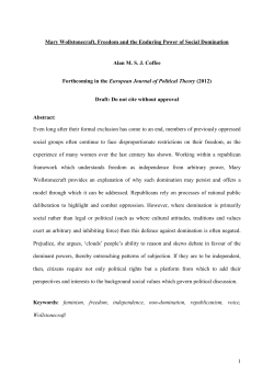 1 Mary Wollstonecraft, Freedom and the Enduring Power of Social