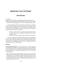 Insolvency Law in France