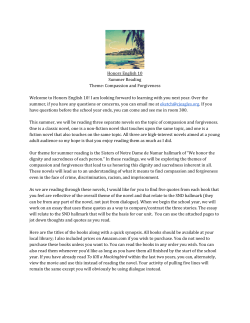 Honors English 10 Summer Reading Theme: Compassion and