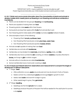 Plants and Animals Study Guide Standard 4.L *IMPORTANT NOTE