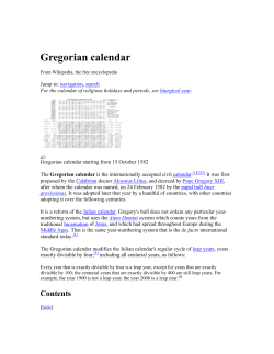 Gregorian calendar - Pole Shift Survival Information