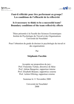 Faut-il r&eacute;fl&eacute;chir pour &ecirc;tre performant en groupe? Les conditions de l