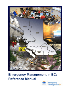 Emergency Management in BC: Reference Manual