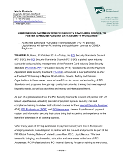 22 October 2014 LiquidNexxus Partners with PCI Security