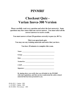 PINMRF Checkout Quiz - Varian Inova