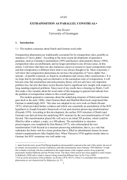 EXTRAPOSITION AS PARALLEL CONSTRUAL&lowast; Jan Koster