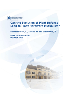 Can the Evolution of Plant Defense Lead to Plant