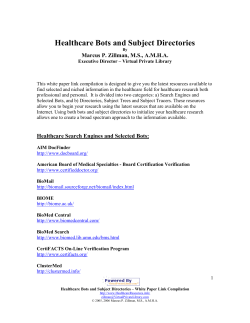 Healthcare Bots and Subject Directories