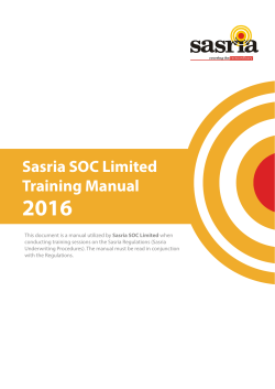 Sasria SOC Limited Training Manual