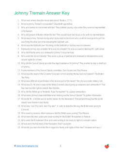 Johnny Tremain Answer Key