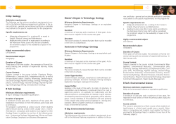 N Dip: Geology B Tech Geology Master`s Degree in Technology