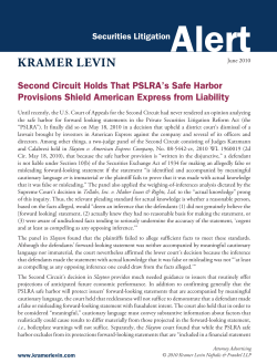 Second Circuit Holds That PSLRA`s Safe Harbor