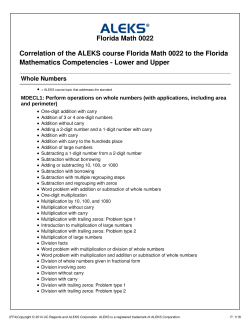 Florida Math 0022 Correlation of the ALEKS course Florida Math