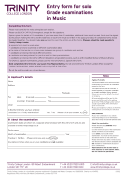 Entry form - Trinity College London (Australia)