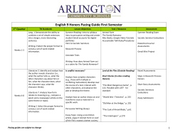 English 9 Honors Pacing Guide First Semester