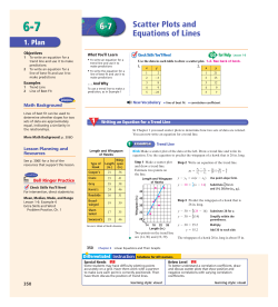 6-7 Scatter Plots and Equations of Lines