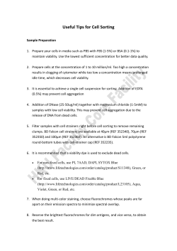 Useful Tips for Cell Sorting
