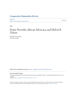 Poetic Proverbs, African Advocacy, and Melvin B. Tolson