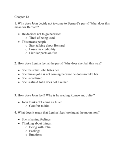 Chapter 12 1. Why does John decide not to come to Bernard`s party