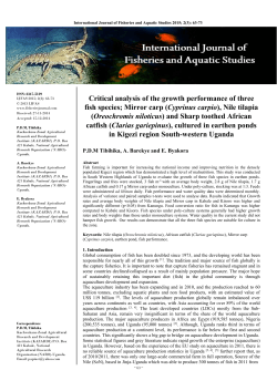 Nile tilapia - International Journal of Fisheries and Aquatic Studies
