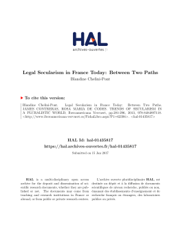 Legal Secularism in France Today: Between Two Paths