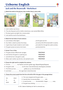 Jack and the Beanstalk worksheet