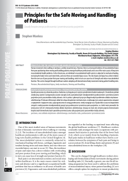 Principles for the Safe Moving and Handling of Patients
