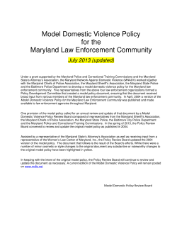 Model Domestic Violence Policy for the Maryland Law Enforcement