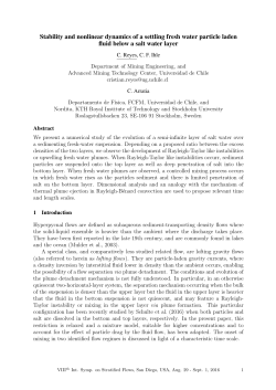 Stability and nonlinear dynamics of a settling fresh water