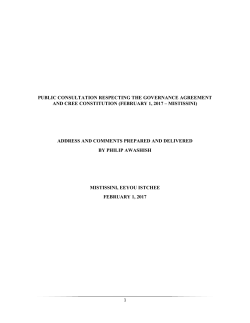 Public Consultation Respecting The Governance Agreement And