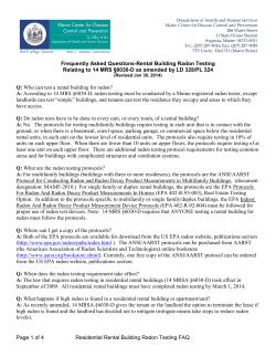 Frequently Asked Questions-Rental Building Radon Testing