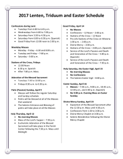 2017 Lenten, Triduum and Easter Schedule