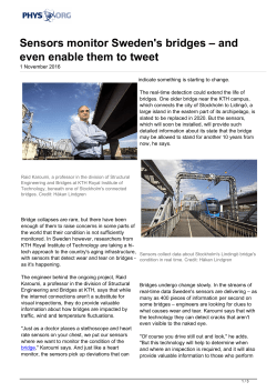 Sensors monitor Sweden`s bridges &ndash; and even enable them to tweet