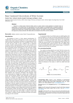 Base Catalyzed Glycerolysis of Ethyl Acetate