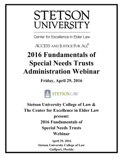 2016 Fundamentals of Special Needs Trusts