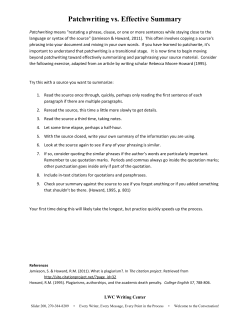 Patchwriting vs. Effective Summary