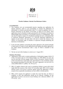 Practice Guidance: Interim Non-Disclosure Orders