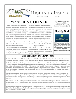 MAYOR`S CORNER - Highland City
