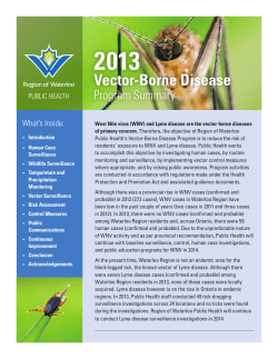 2013 Vector Borne Disease Summary Report