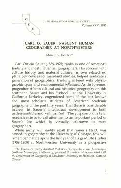 *Dr. Kenzer, currently Assistant Professor of Geography at the