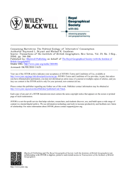 Consuming Narratives: The Political Ecology of