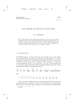 Paul Erd˝os and Egyptian Fractions