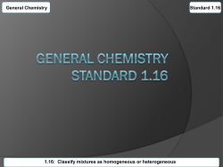 General Chemistry Standard 1.16 1.16: Classify mixtures as