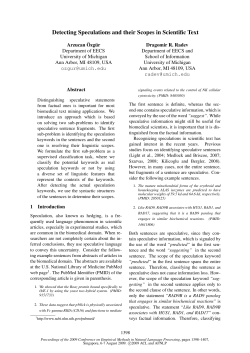 Detecting Speculations and their Scopes in Scientific Text