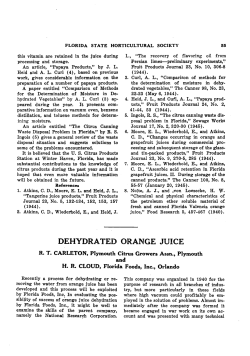dehydrated orange juice - Florida State Horticultural Society