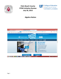 Palm Beach County STEM Initiative Review July 30, 2015 Algebra