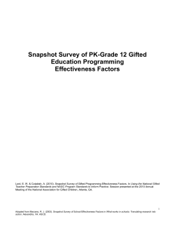 Snapshot Survey of PK-Grade 12 Gifted Education Programming
