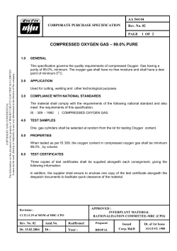 compressed oxygen gas &ndash; 99.0% pure