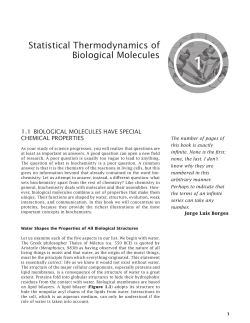 Statistical Thermodynamics of Biological Molecules